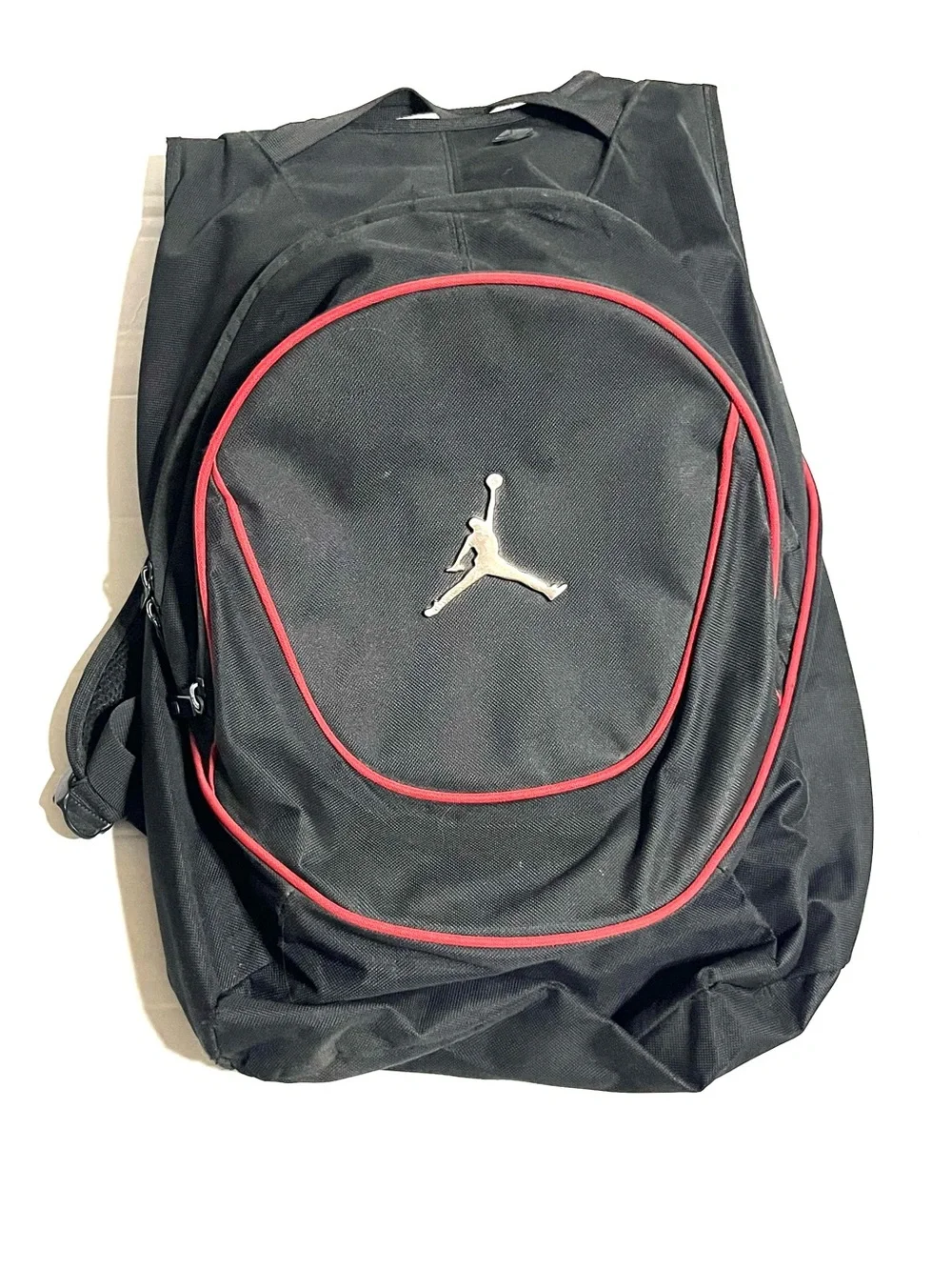 Jordan Black Backpack with Red Piping and Silver Jumpman